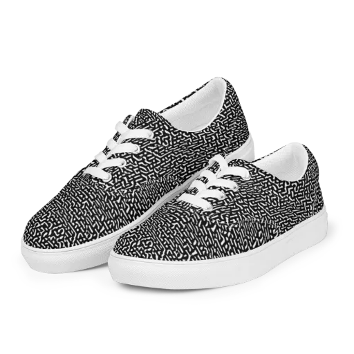 Ink Static on a Men's Lace-Up Canvas Shoes