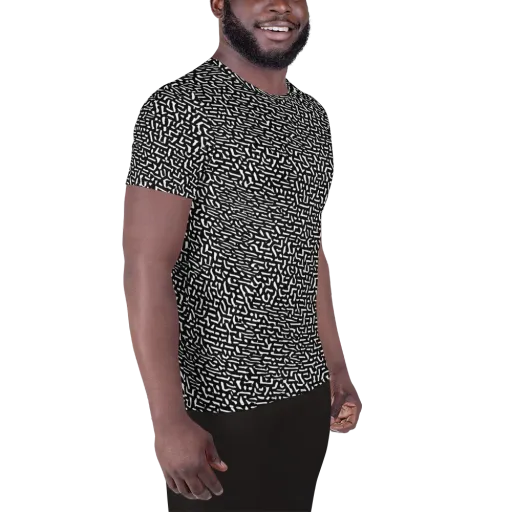 Ink Static on a Men's Athletic T-Shirt