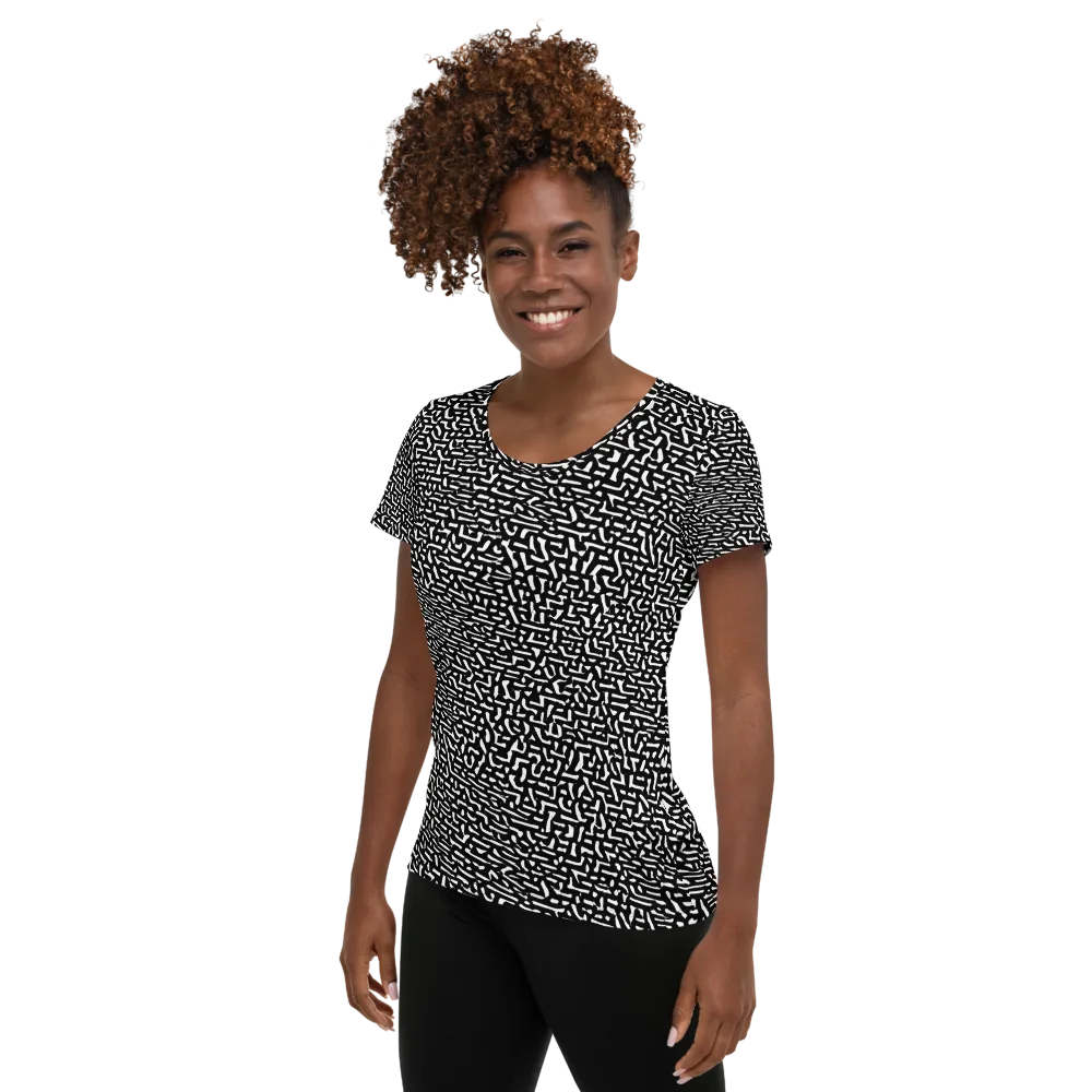 Ink Static on Women's Athletic T-Shirt — Left