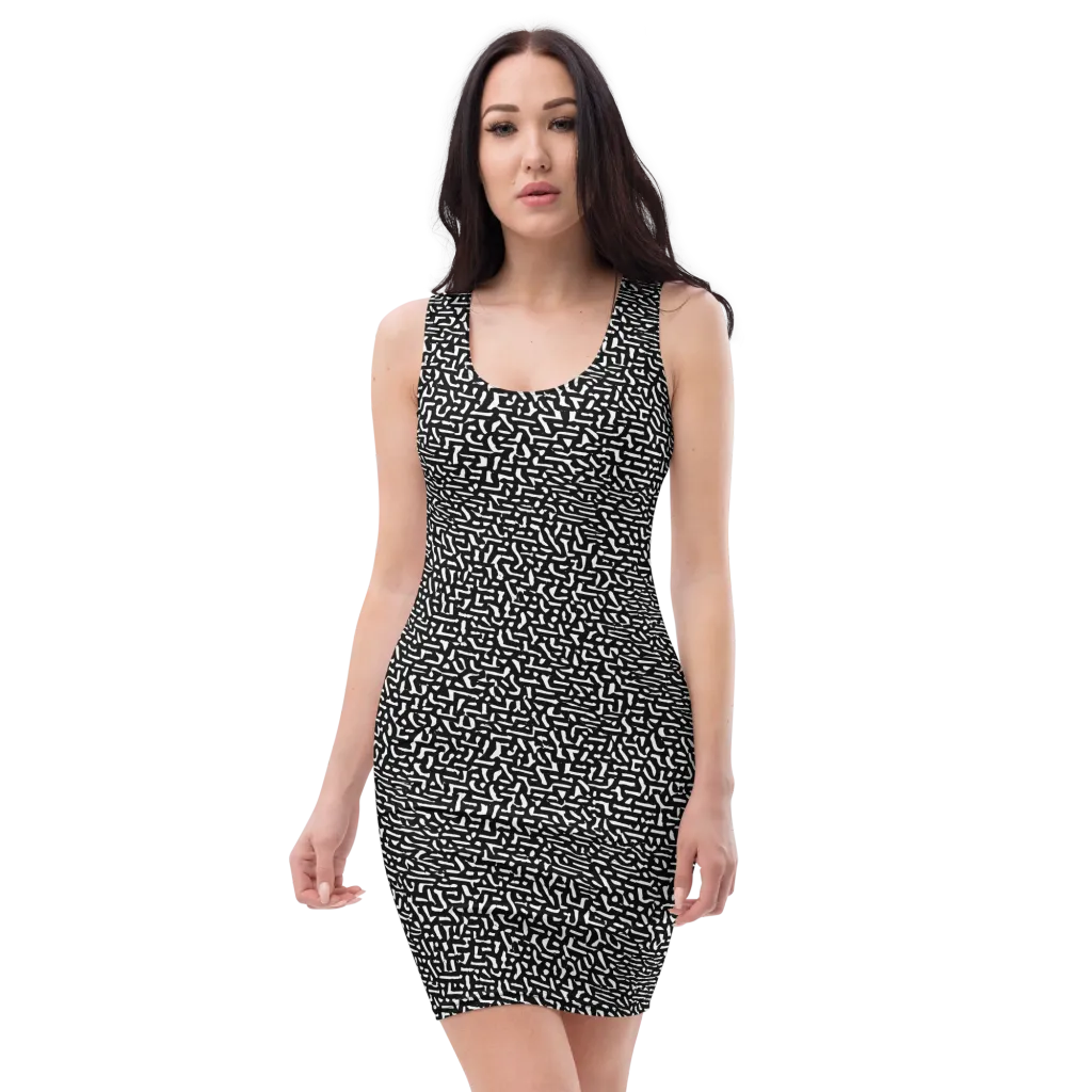 Ink Static on Bodycon Dress — Front