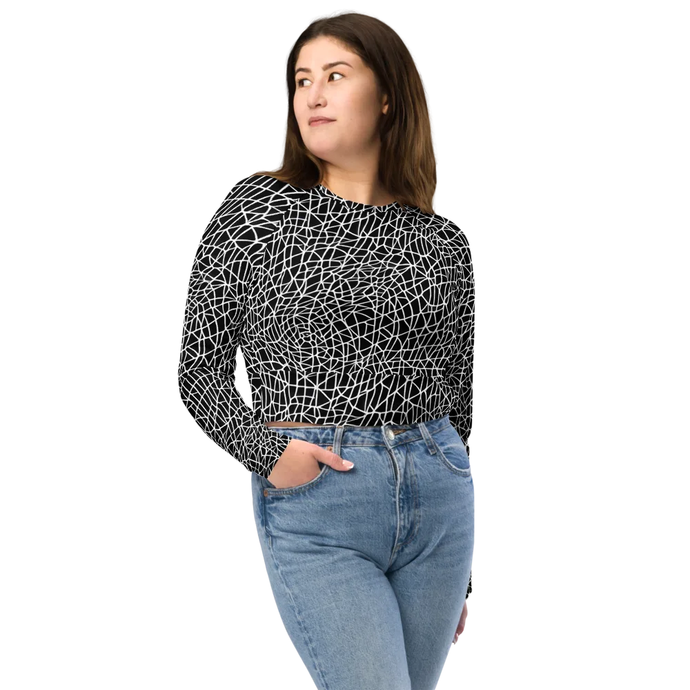 Nocturne Network on Long Sleeve Crop Top — Front