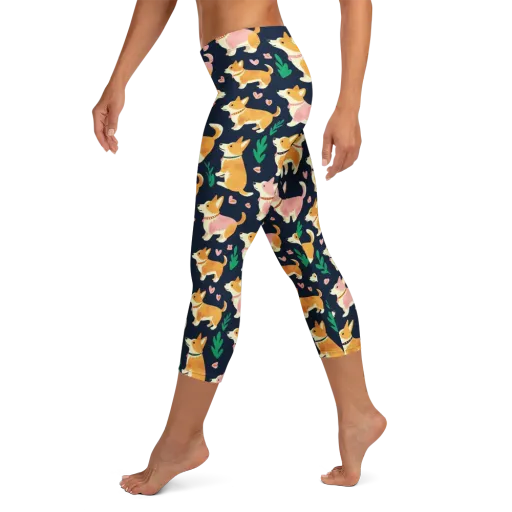 Paws And Petals on a Capri Leggings