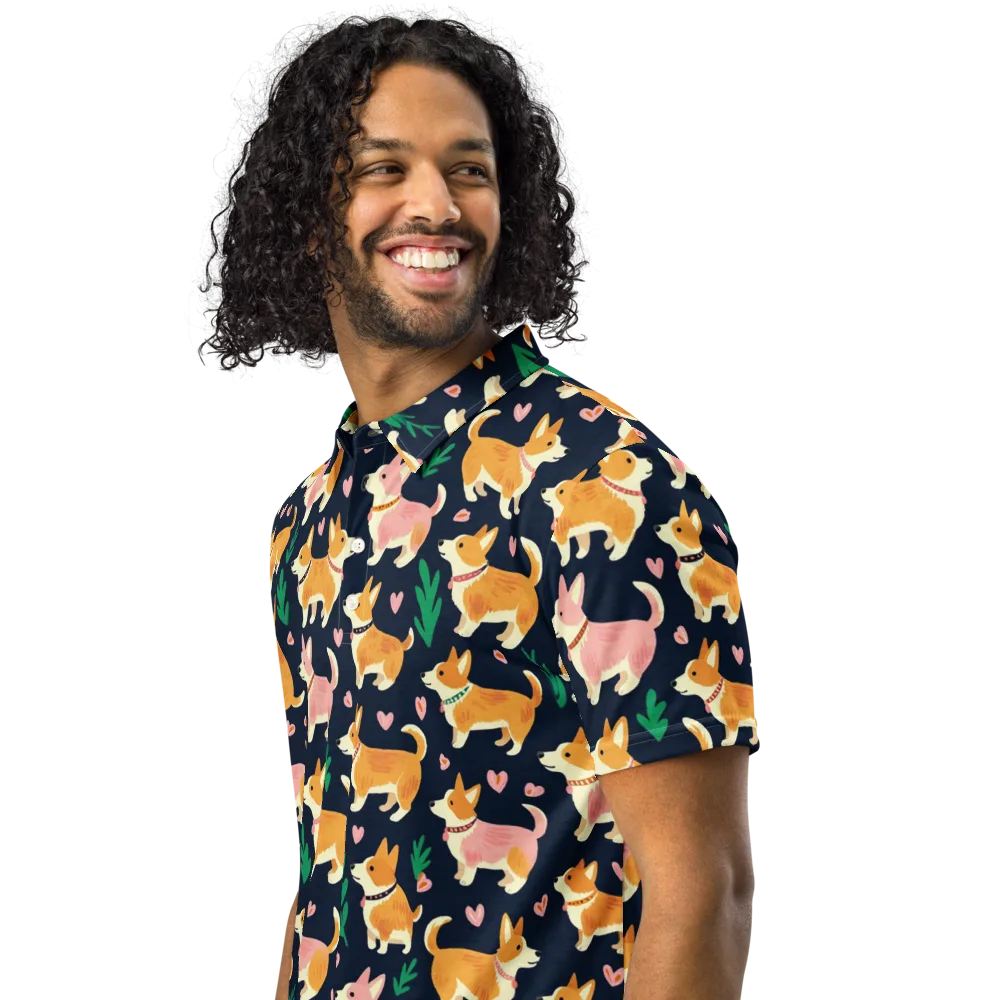 Paws And Petals on Men's Slim Fit Polo Shirt — Left Front