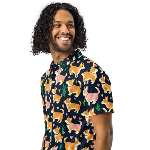 Paws And Petals on a Men's Slim Fit Polo Shirt