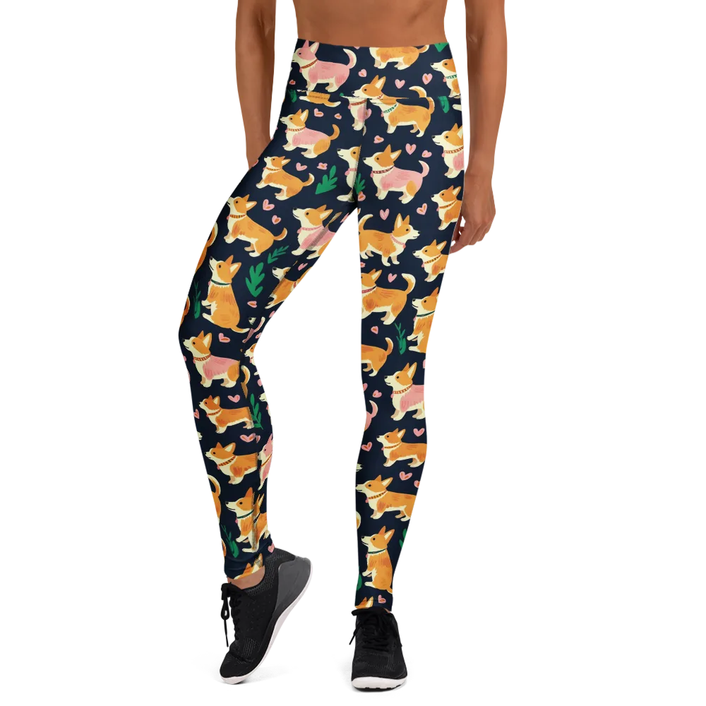 Paws And Petals on Yoga Leggings — Front