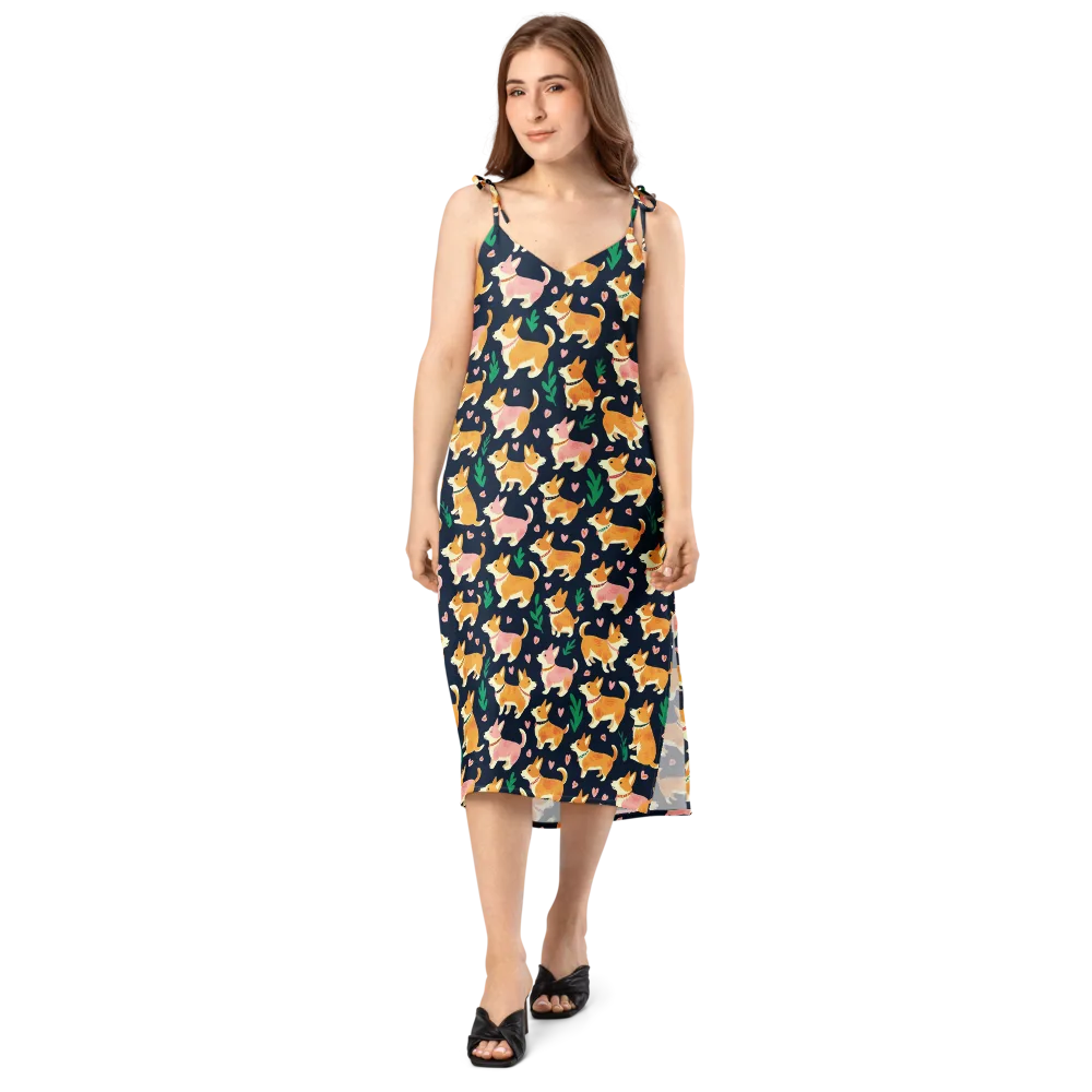 Paws And Petals on Slip Dress — Front