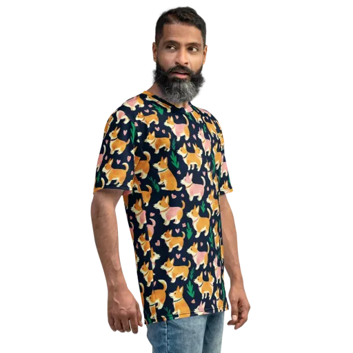 Paws And Petals on a Men's Crew Neck T-Shirt