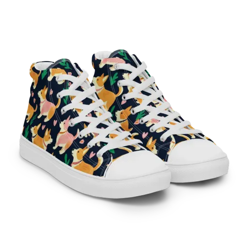 Paws And Petals on a Men's High Top Canvas Shoes