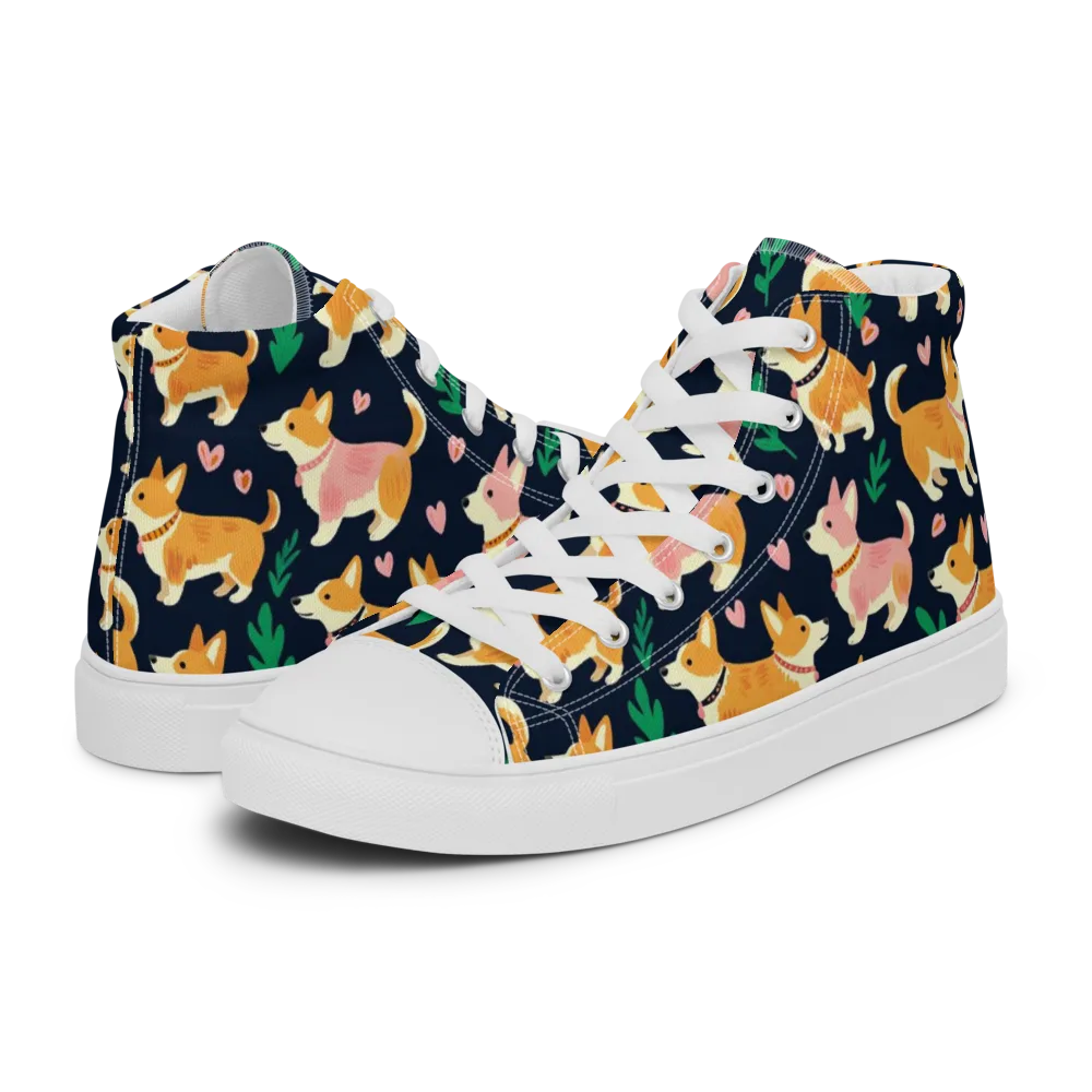 Paws And Petals on Men's High Top Canvas Shoes — Left