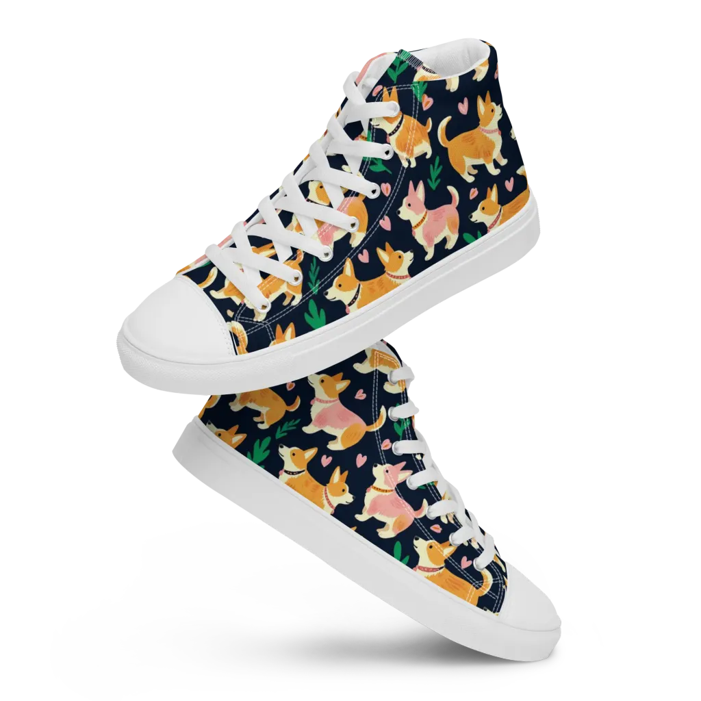 Paws And Petals on Women's High Top Canvas Shoes — Front
