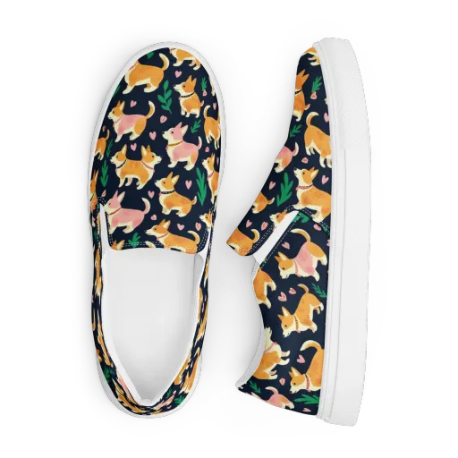 Paws And Petals on a Men's Slip-On Canvas Shoes