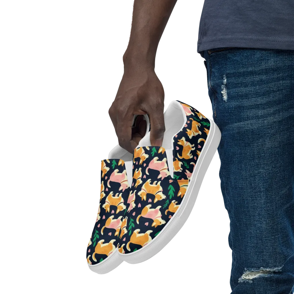 Paws And Petals on Men's Slip-On Canvas Shoes — Left Front