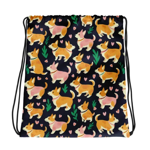 Paws And Petals on a Drawstring Bag