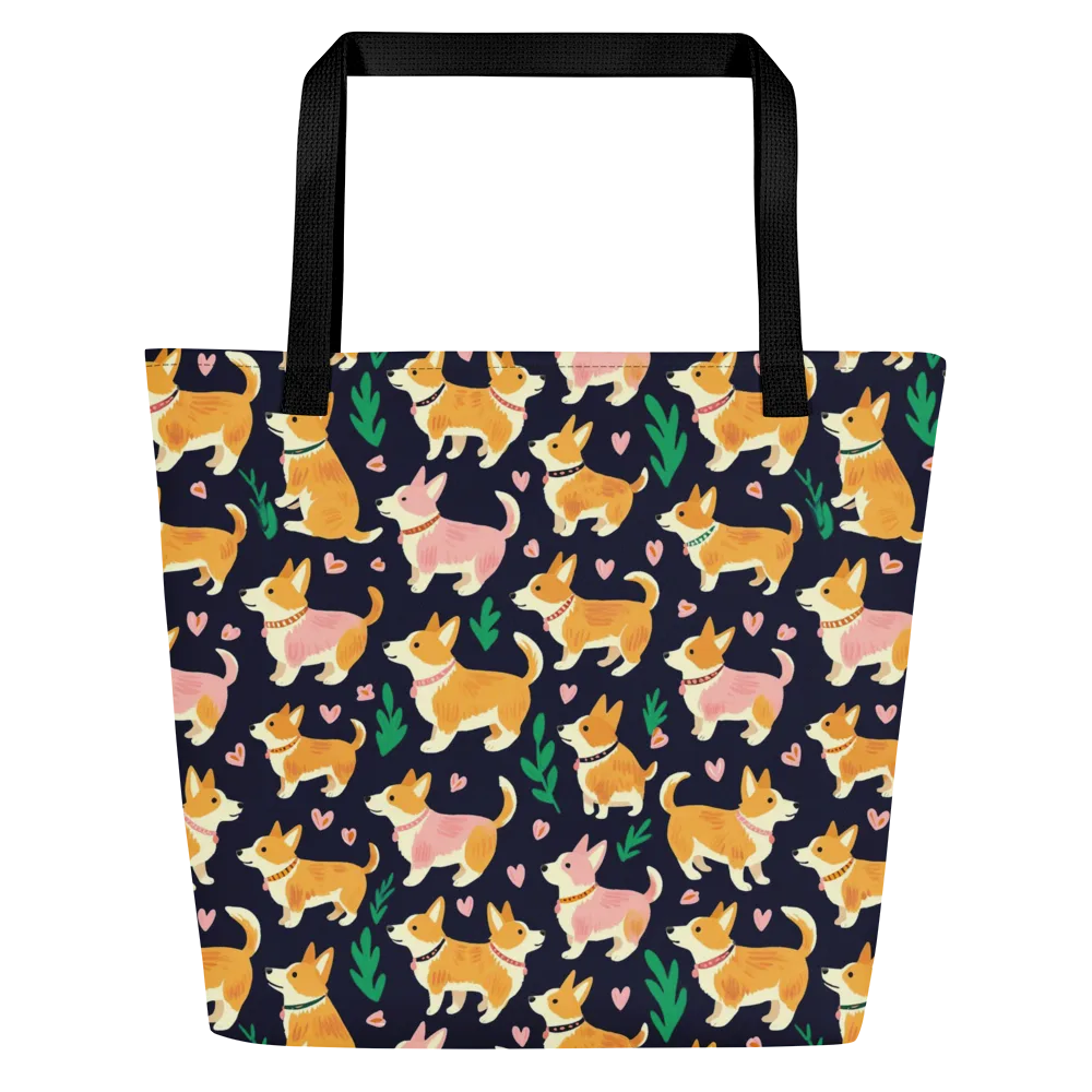 Paws And Petals on Large Tote Bag W/ Pocket — Front