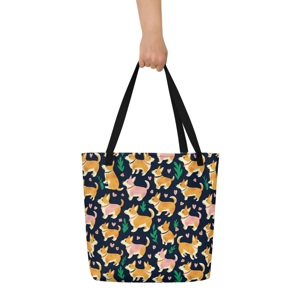 Paws And Petals on Large Tote Bag W/ Pocket — Front