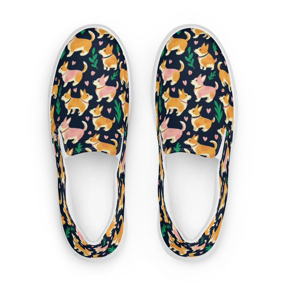 Paws And Petals on Women's Slip-On Canvas Shoes — Front