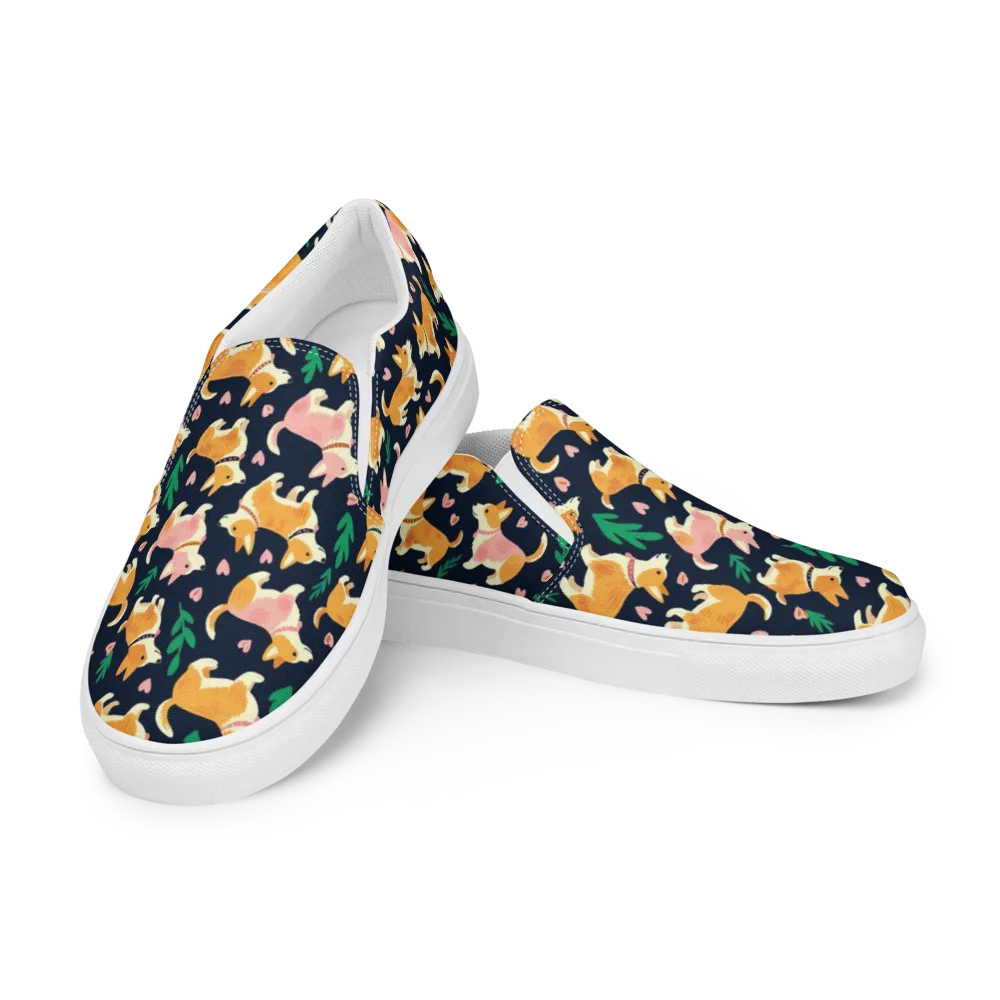 Paws And Petals on Women's Slip-On Canvas Shoes — Left Front