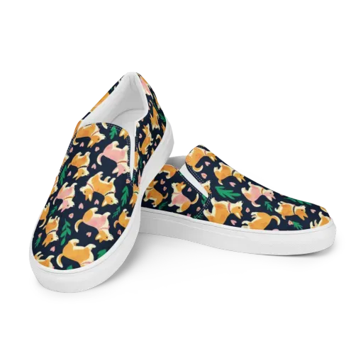 Paws And Petals on a Women's Slip-On Canvas Shoes