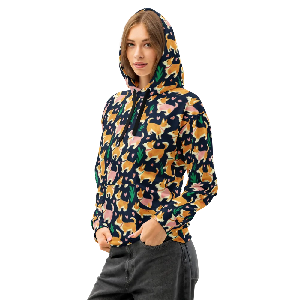 Paws And Petals on Cotton Hoodie — Left Front