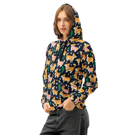 Paws And Petals on a Cotton Hoodie