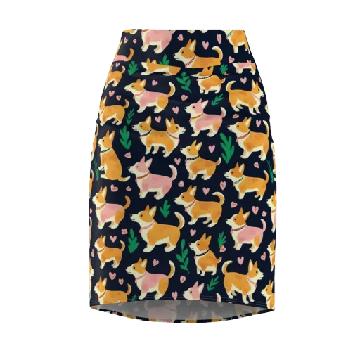 Paws And Petals on a Pencil Skirt