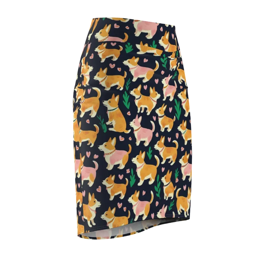 Paws And Petals on Pencil Skirt — Front Side