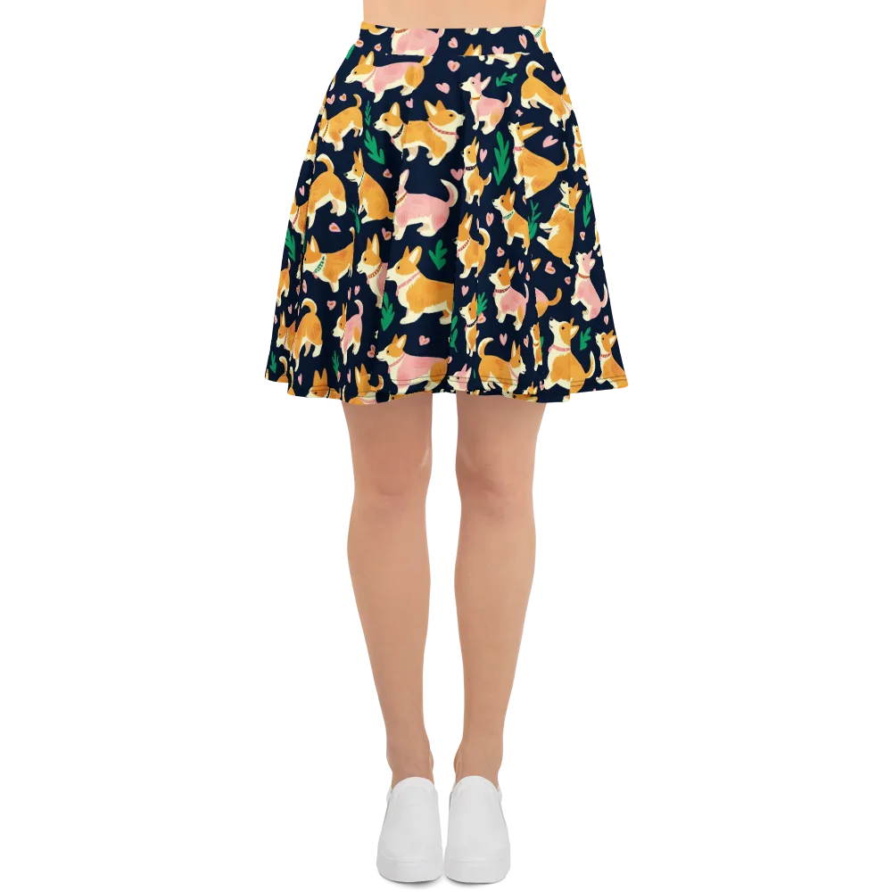 Paws And Petals on Skater Skirt — Front