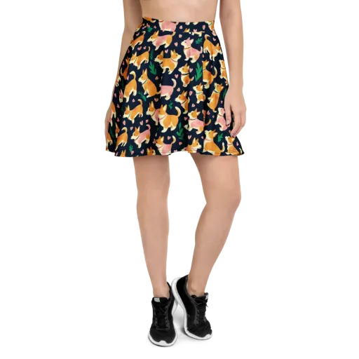 Paws And Petals on a Skater Skirt