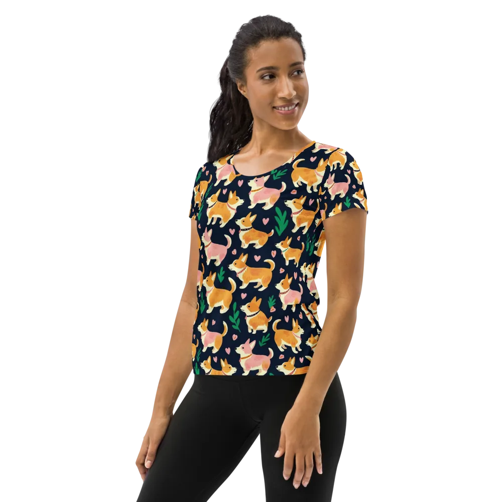 Paws And Petals on Women's Athletic T-Shirt — Left