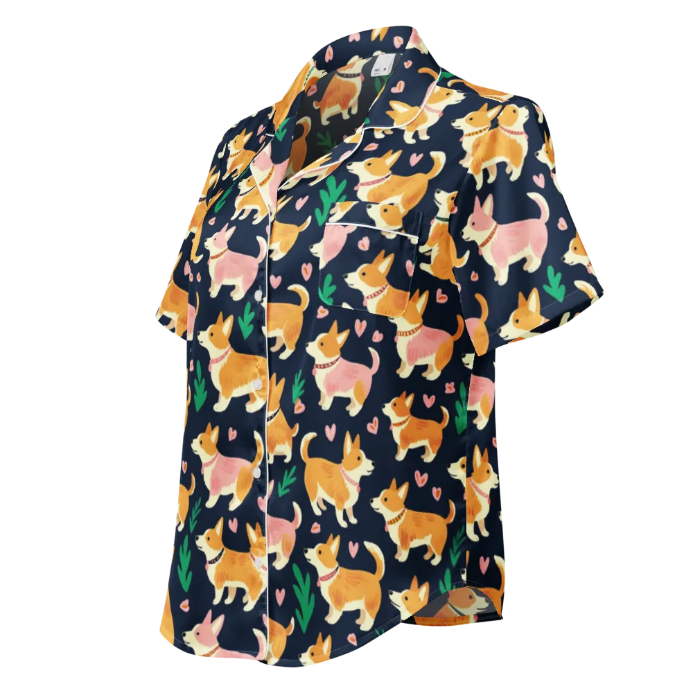 Paws And Petals on Women's Short Sleeve Pajama Top — Left Front