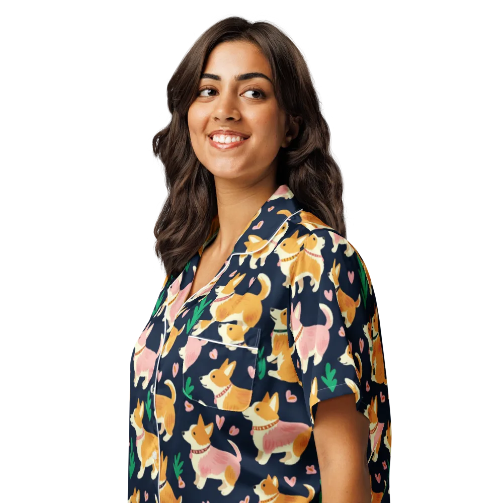 Paws And Petals on Women's Short Sleeve Pajama Top — Left Front