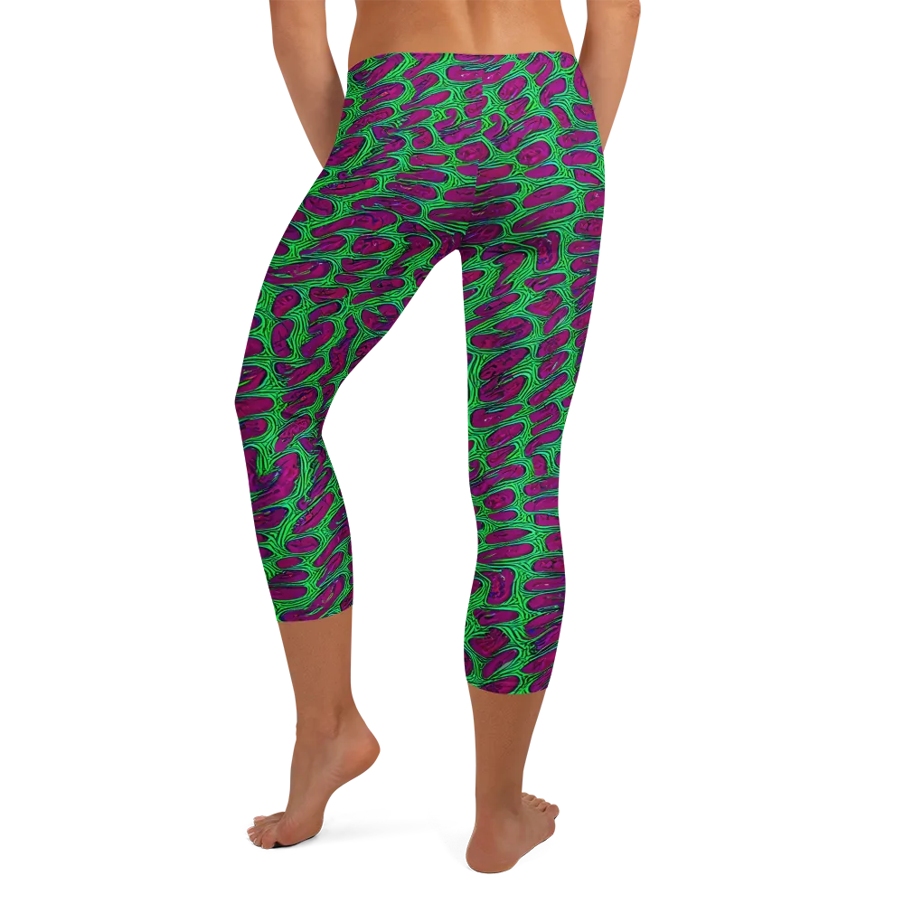 Neon Amoeba on Capri Leggings — Back