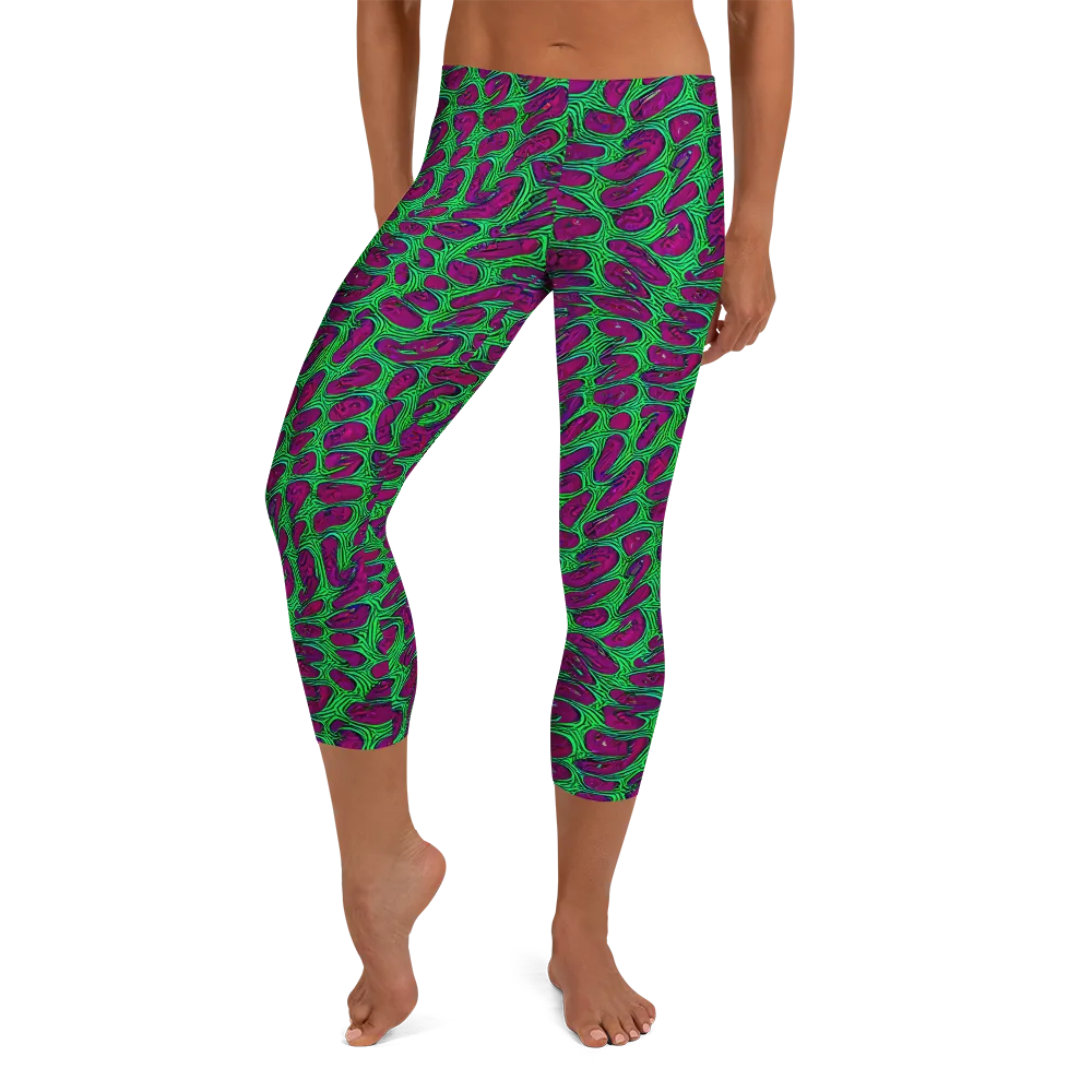 Neon Amoeba on Capri Leggings — Front