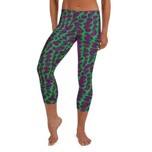 Neon Amoeba on a Capri Leggings