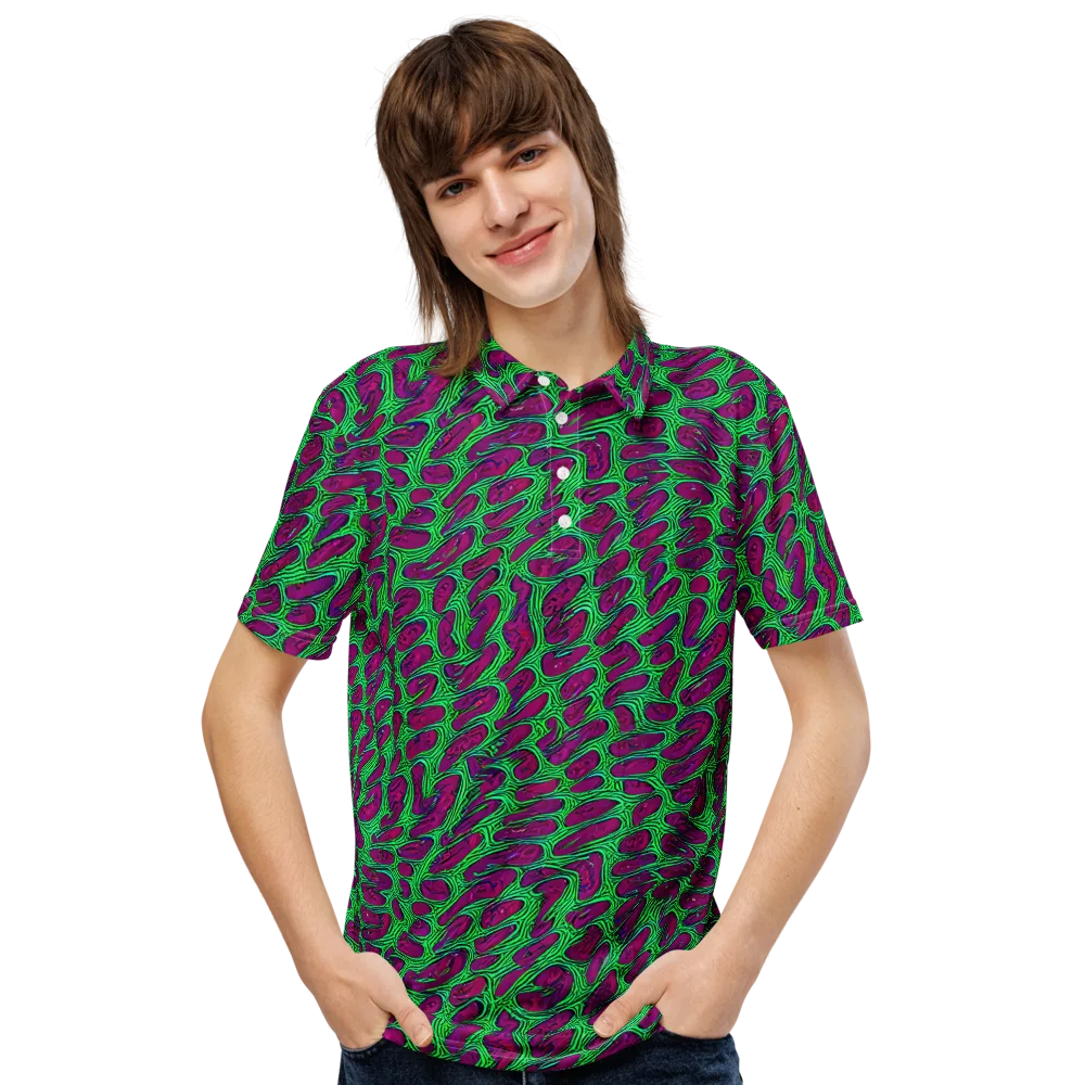 Neon Amoeba on Men's Slim Fit Polo Shirt — Front