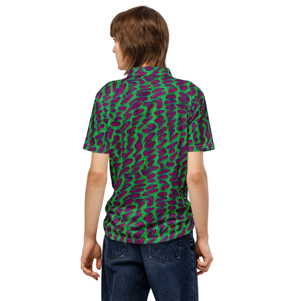 Neon Amoeba on Men's Slim Fit Polo Shirt — Back