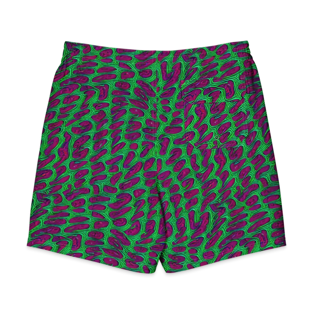 Neon Amoeba on Men's Board Shorts — Back