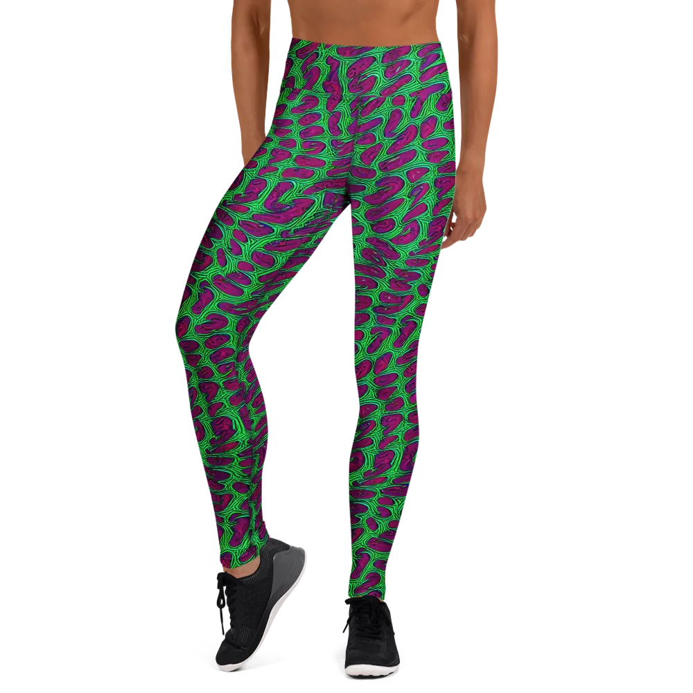 Neon Amoeba on Yoga Leggings — Front