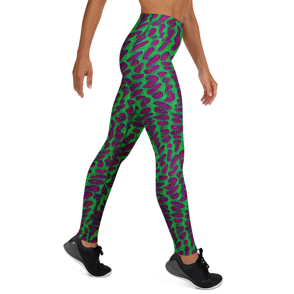 Neon Amoeba on Yoga Leggings — Right