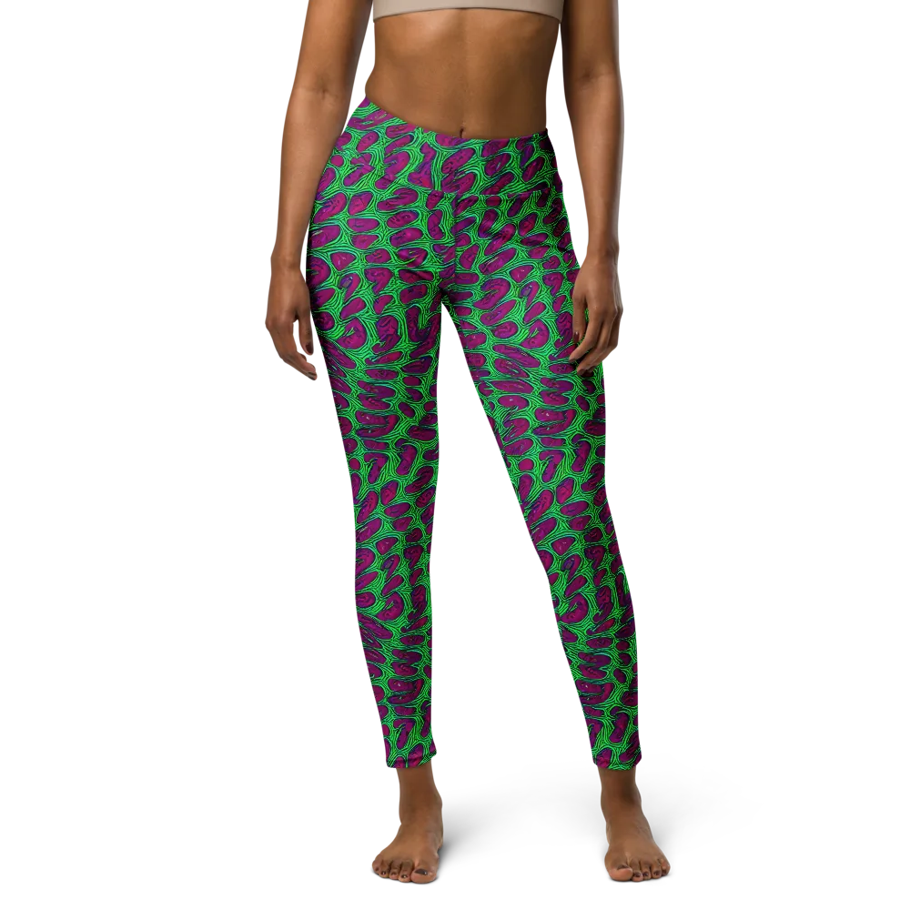 Neon Amoeba on Yoga Leggings — Front