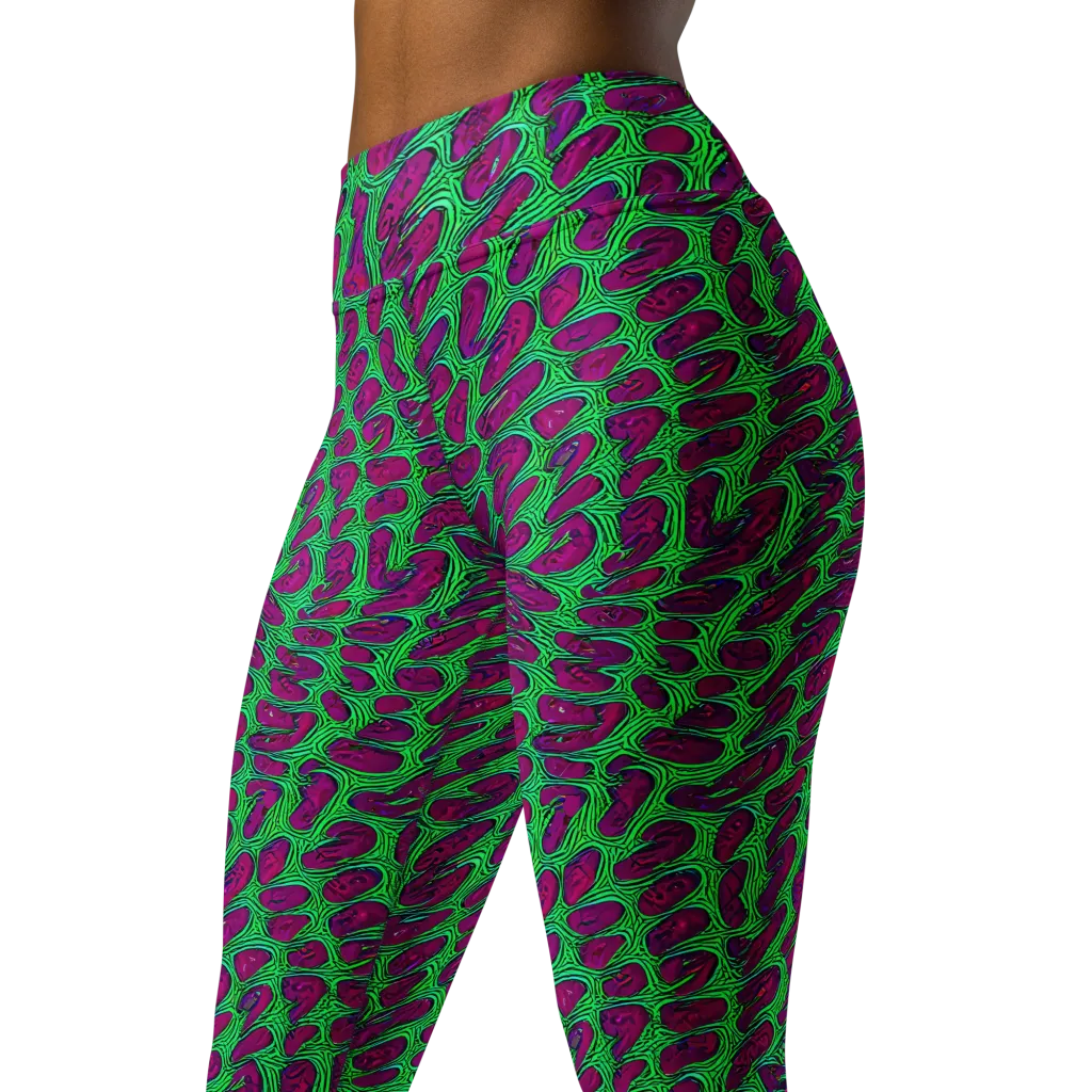 Neon Amoeba on Yoga Leggings — Left Front