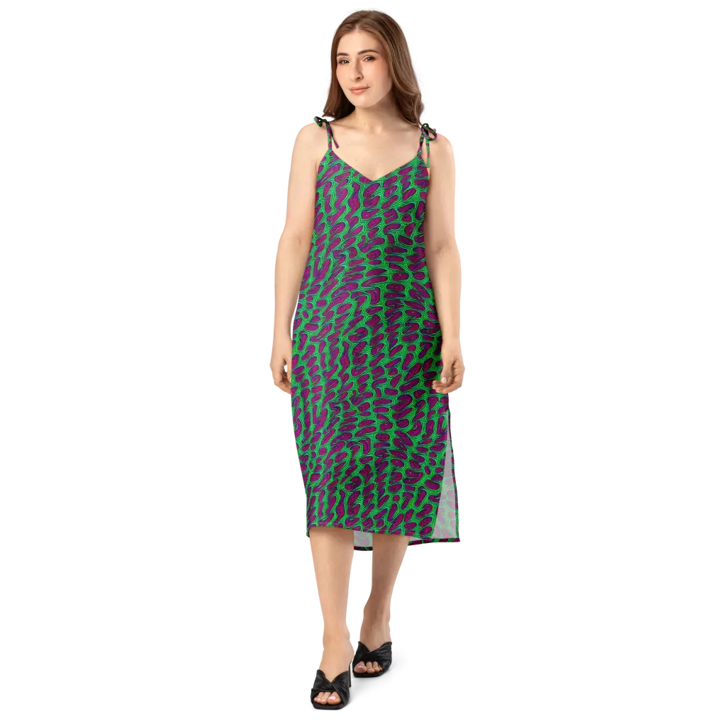 Neon Amoeba on Slip Dress — Front