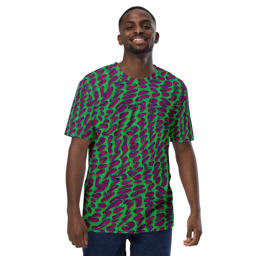 Neon Amoeba on Men's Crew Neck T-Shirt — Front