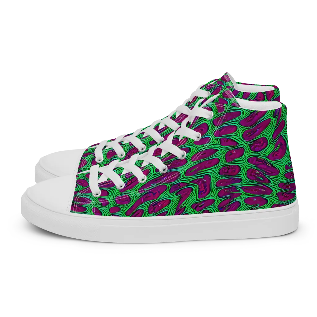 Neon Amoeba on Men's High Top Canvas Shoes — Left