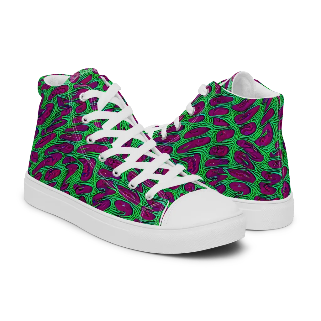 Neon Amoeba on Men's High Top Canvas Shoes — Right
