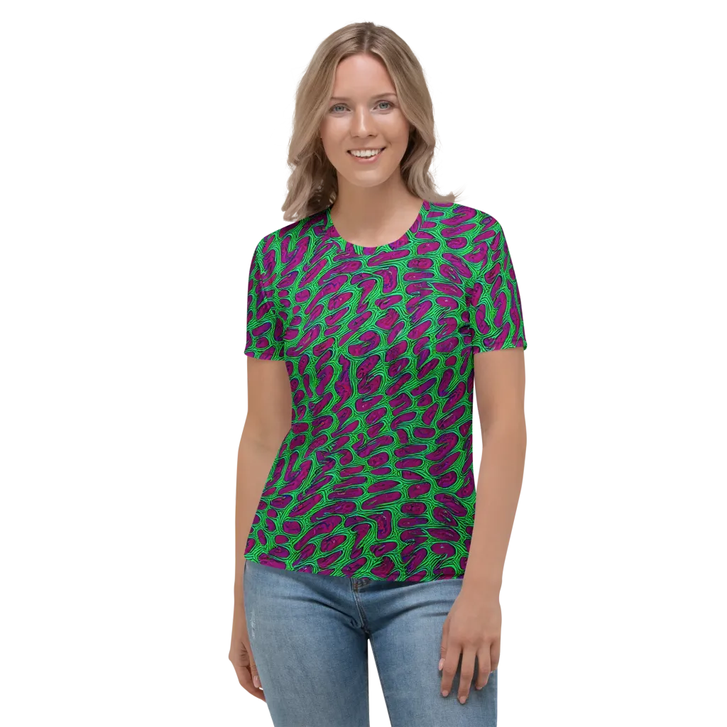 Neon Amoeba on Women's Crew Neck T-Shirt — Front