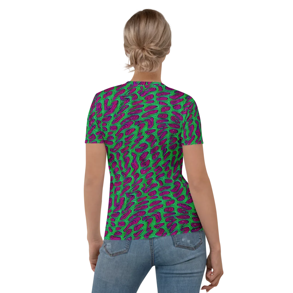 Neon Amoeba on Women's Crew Neck T-Shirt — Back