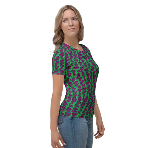 Neon Amoeba on a Women's Crew Neck T-Shirt