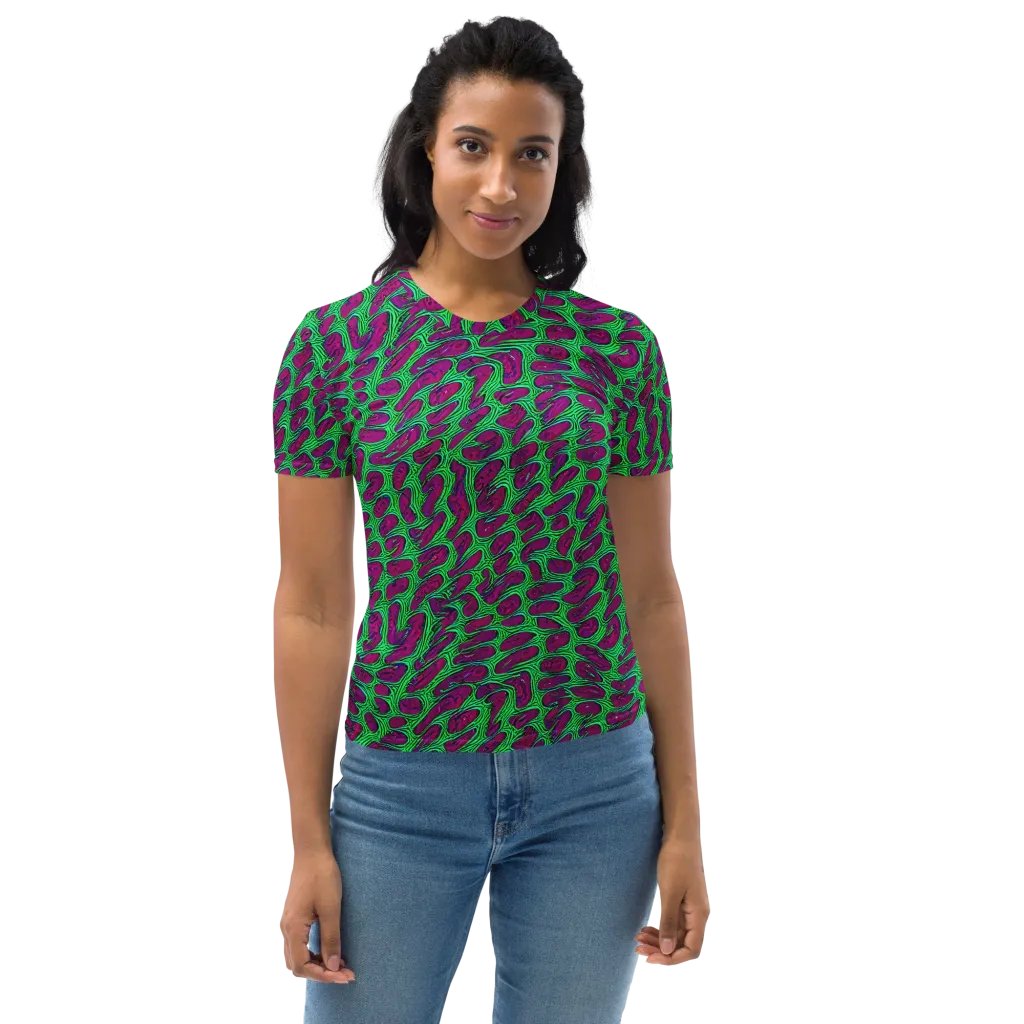 Neon Amoeba on Women's Crew Neck T-Shirt — Front