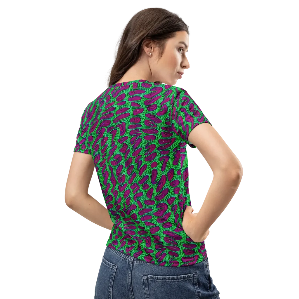 Neon Amoeba on Women's Crew Neck T-Shirt — Back